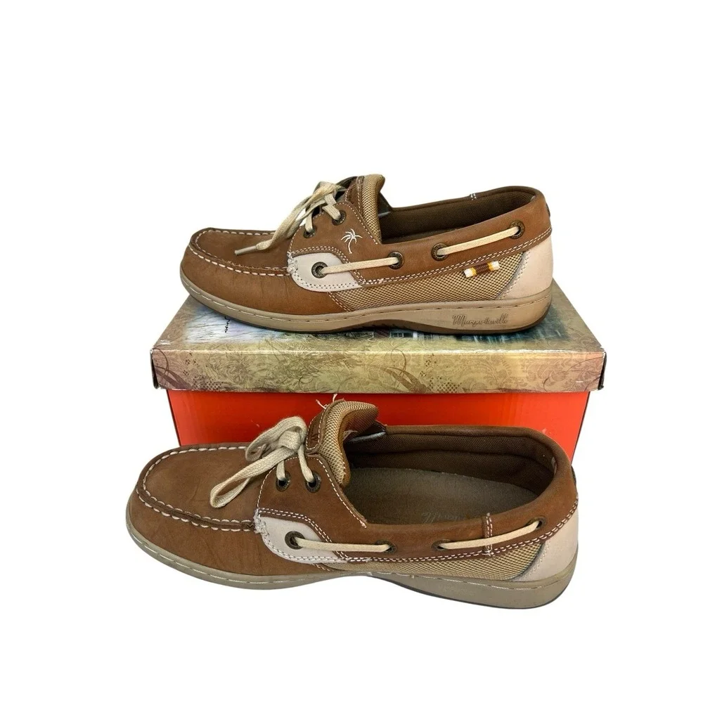 Margaritaville Boat Shoes Size‎ 8 Women's (6.5 Men's) Leather Upper Lace-up